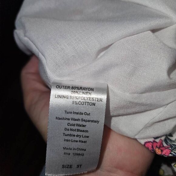 Btween White Pink Orange Floral 2 Piece Set Peplum Tanktop Wide Leg Linen Pants - Picture 5 of 8